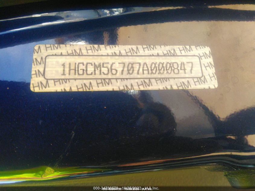 2007 Honda Accord 2.4 Ex VIN: 1HGCM56707A000847 Lot: 43564150