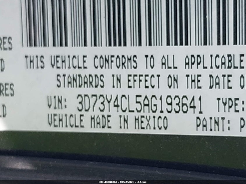 2010 Dodge Ram 3500 Slt VIN: 3D73Y4CL5AG193641 Lot: 43564346
