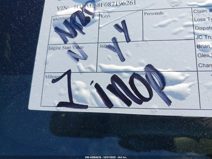 2008 Chevrolet Cobalt Lt VIN: 1G1AL58F087196261 Lot: 43564416