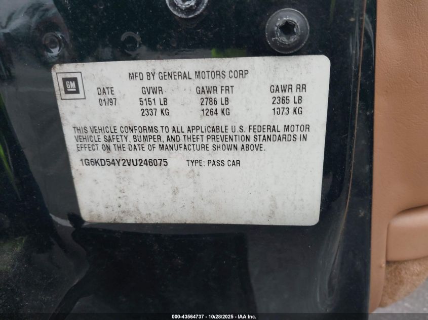 1997 Cadillac Deville Standard VIN: 1G6KD54Y2VU246075 Lot: 43564737