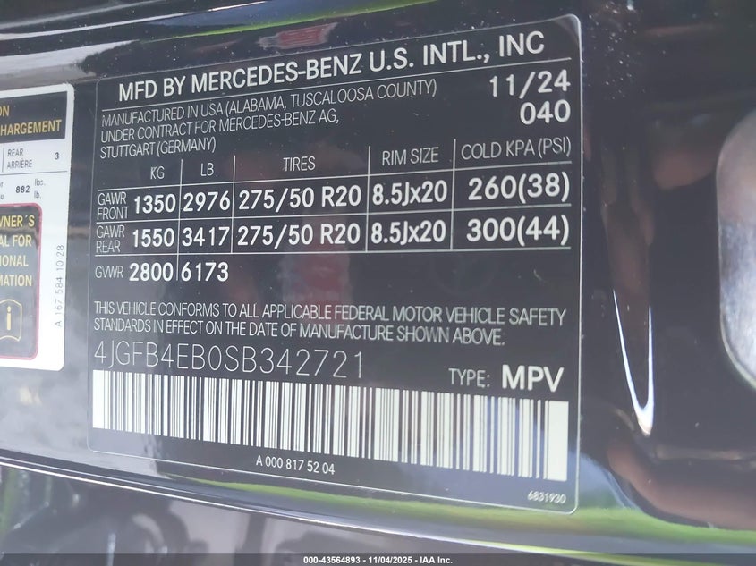 2025 MERCEDES-BENZ GLE 350 - 4JGFB4EB0SB342721