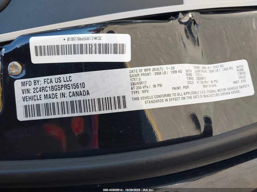 2023 Chrysler Pacifica Touring L VIN: 2C4RC1BG5PR515610 Lot: 43565914