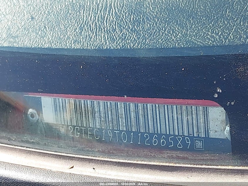 2001 GMC Sierra 1500 Sle VIN: 2GTEC19T011266589 Lot: 43566503