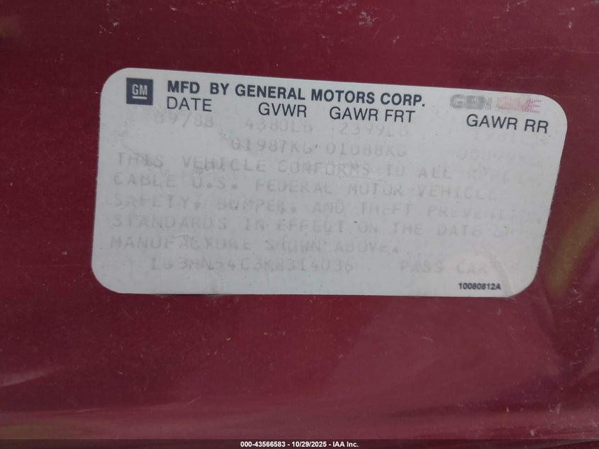 1G3HN54C3KW314036 1989 OLDSMOBILE 88 photo no. 9