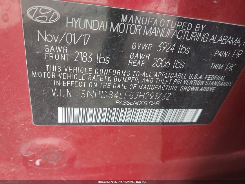 5NPD84LF5JH291732 2018 HYUNDAI ELANTRA photo no. 9