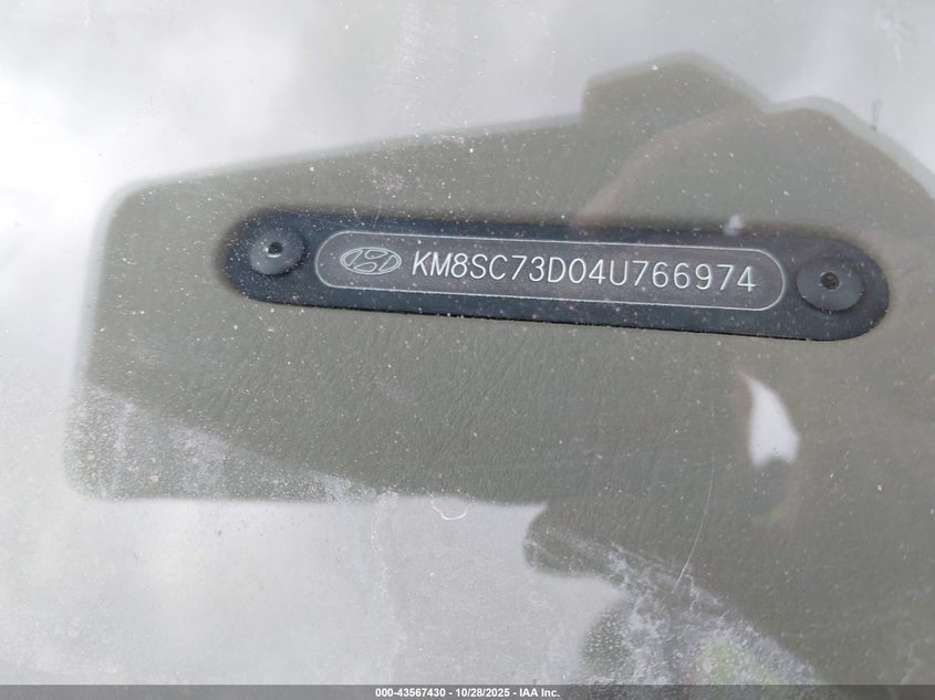 2004 Hyundai Santa Fe Gls VIN: KM8SC73D04U766974 Lot: 43567430