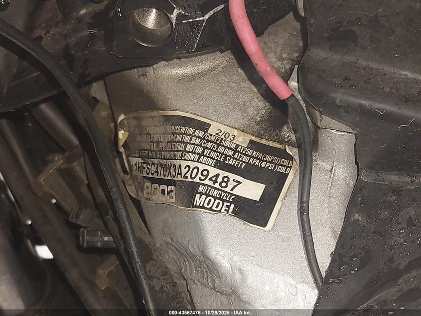 2003 Honda Gl1800 VIN: 1HFSC470X3A209487 Lot: 43567476