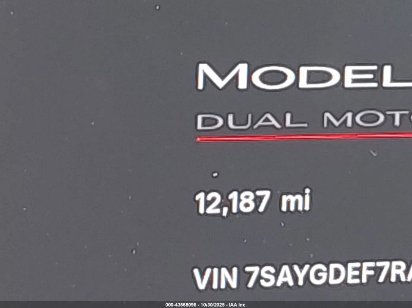 2024 Tesla Model Y Performance Dual Motor All-Wheel Drive VIN: 7SAYGDEF7RA318053 Lot: 43568098