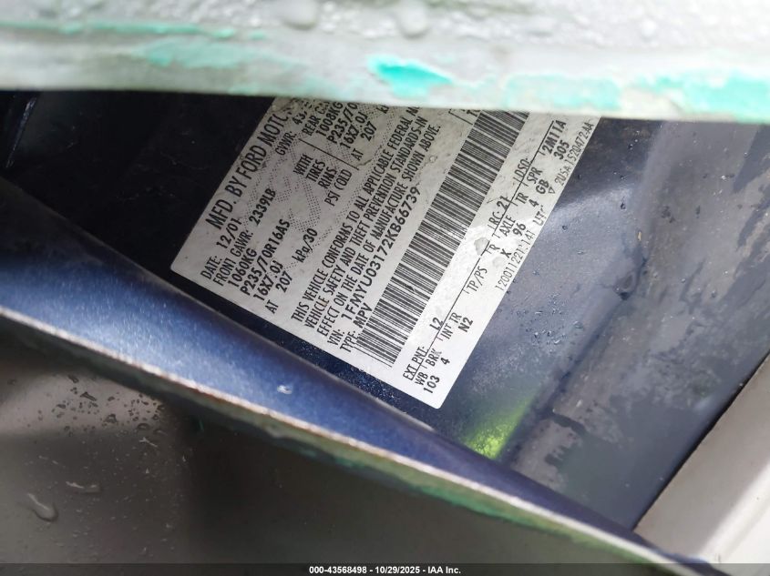 2002 Ford Escape Xlt VIN: 1FMYU03172KB66739 Lot: 43568498