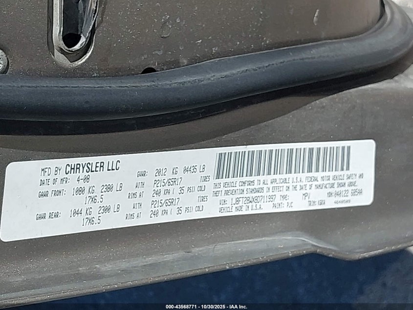 1J8FT28WX8D711997 2008 JEEP LIBERTY (PATRIOT) photo no. 9