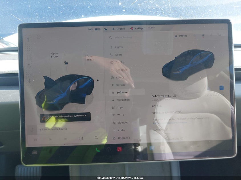 2025 Tesla Model 3 Long Range Rear-Wheel Drive/Standard VIN: 5YJ3E1EA4SF045775 Lot: 43568832