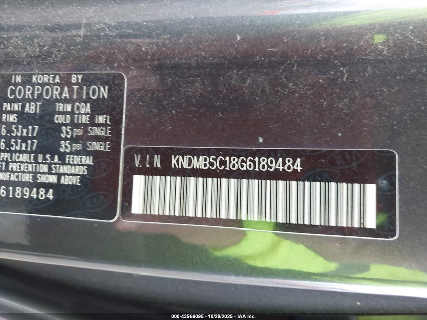 2016 Kia Sedona Lx VIN: KNDMB5C18G6189484 Lot: 43569095