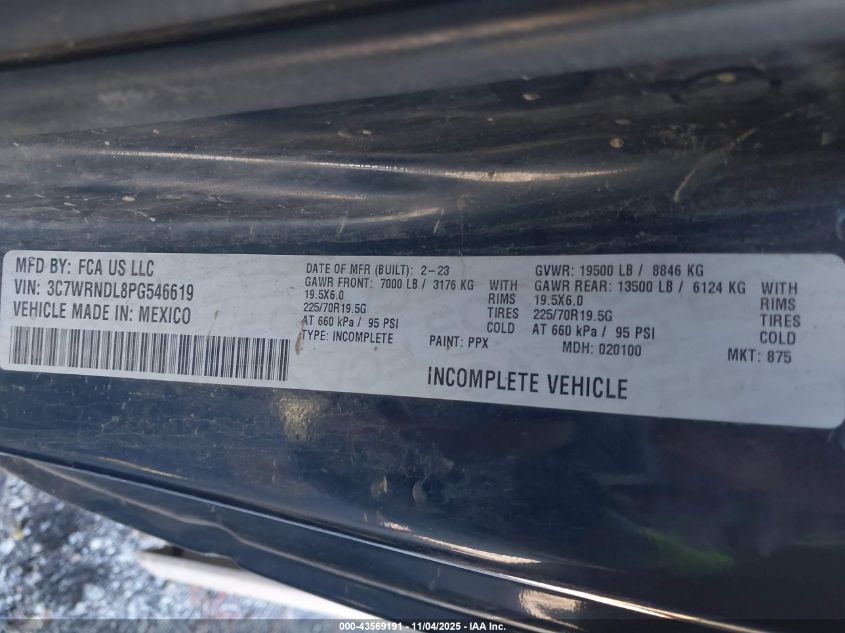 2023 Ram 5500 Chassis Tradesman/Slt VIN: 3C7WRNDL8PG546619 Lot: 43569191