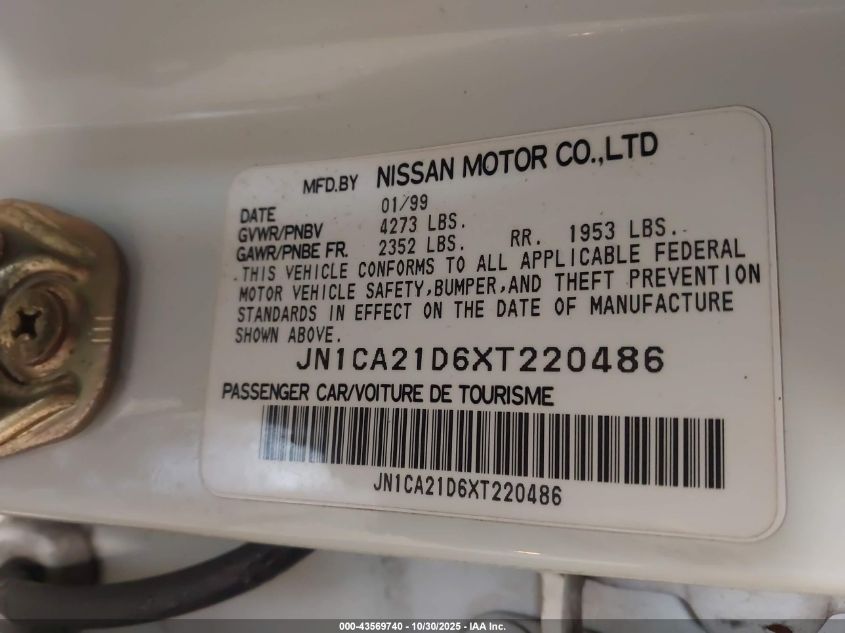 1999 Nissan Maxima Gle/Gxe/Se/Se-L VIN: JN1CA21D6XT220486 Lot: 43569740