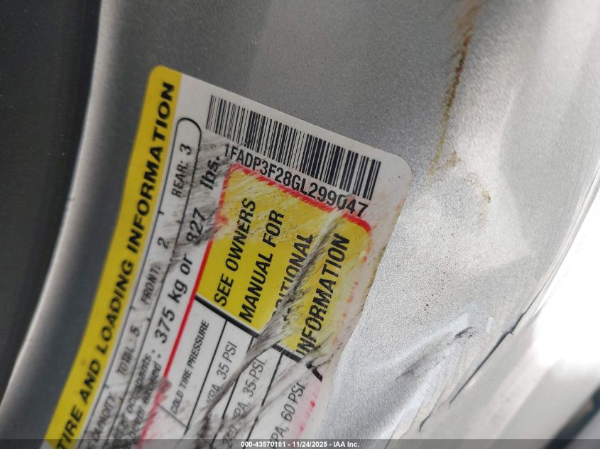 2016 Ford Focus Se VIN: 1FADP3F28GL299047 Lot: 43570181