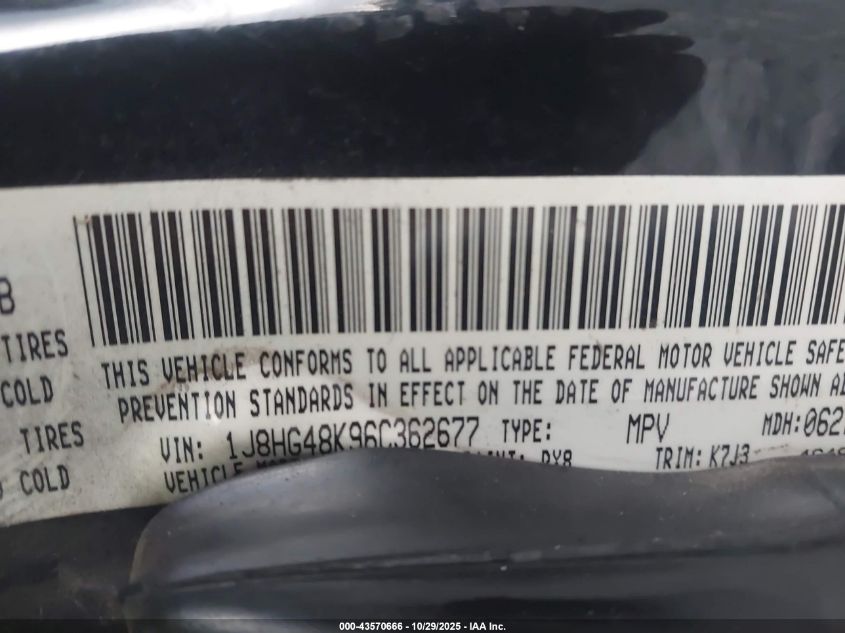 2006 Jeep Commander VIN: 1J8HG48K96C362677 Lot: 43570666