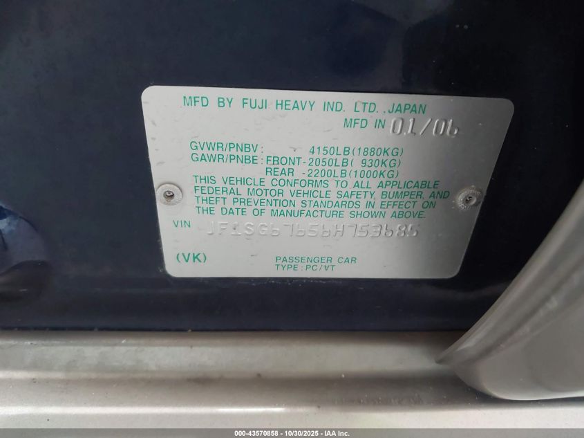 2006 Subaru Forester 2.5X L.l. Bean Edition VIN: JF1SG67656H753685 Lot: 43570858