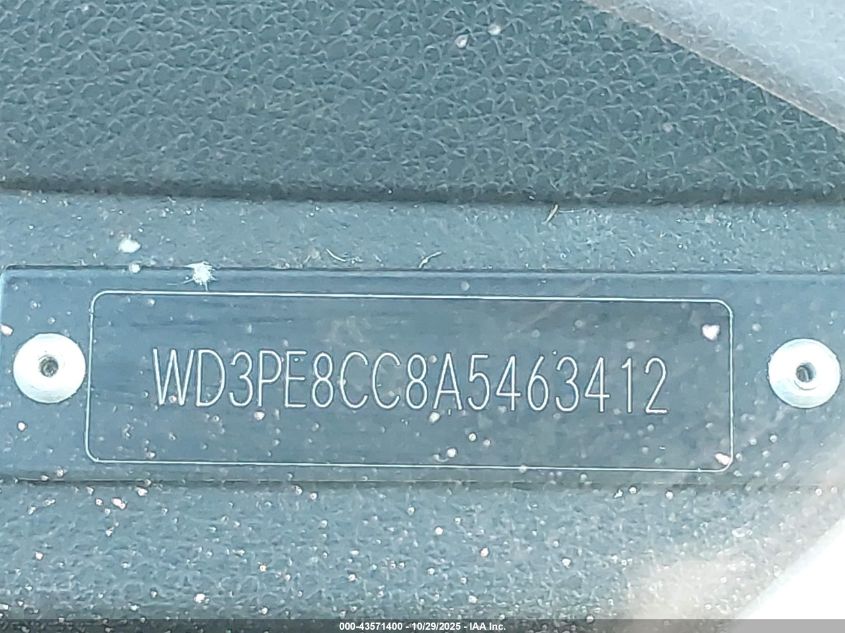 2010 Mercedes-Benz Sprinter Van 2500 High Roof VIN: WD3PE8CC8A5463412 Lot: 43571400