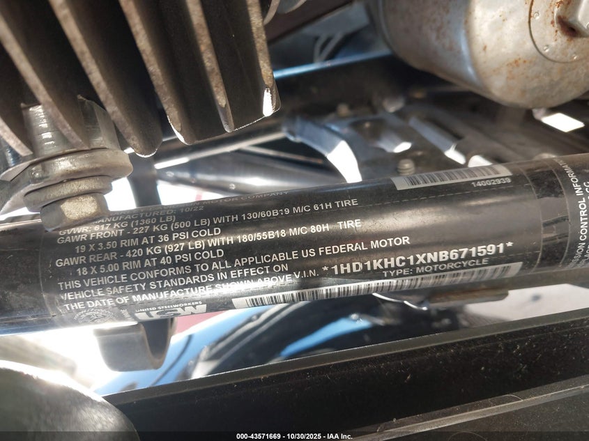 2022 Harley-Davidson Fltrx VIN: 1HD1KHC1XNB671591 Lot: 43571669