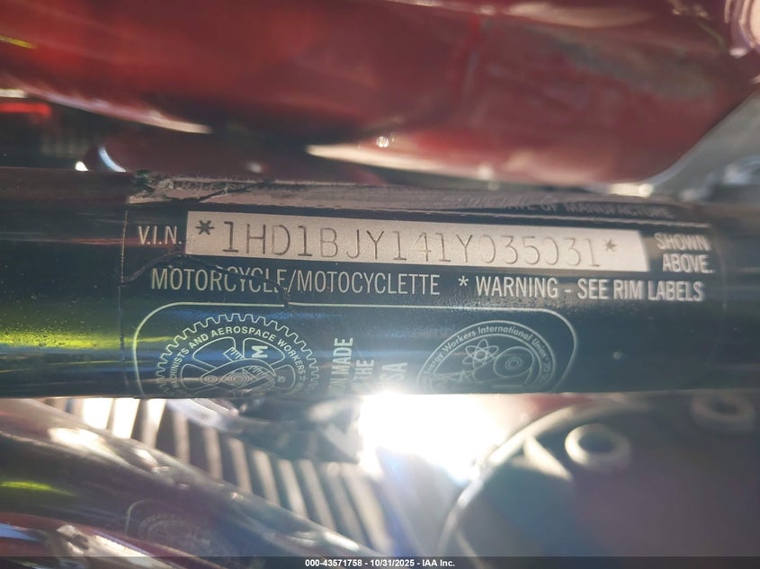 2001 Harley-Davidson Flstc VIN: 1HD1BJY141Y035031 Lot: 43571758