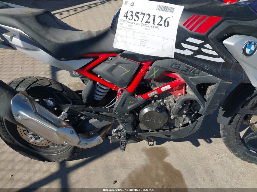 2022 BMW G310 Gs VIN: WB30G3305NRA22210 Lot: 43572126