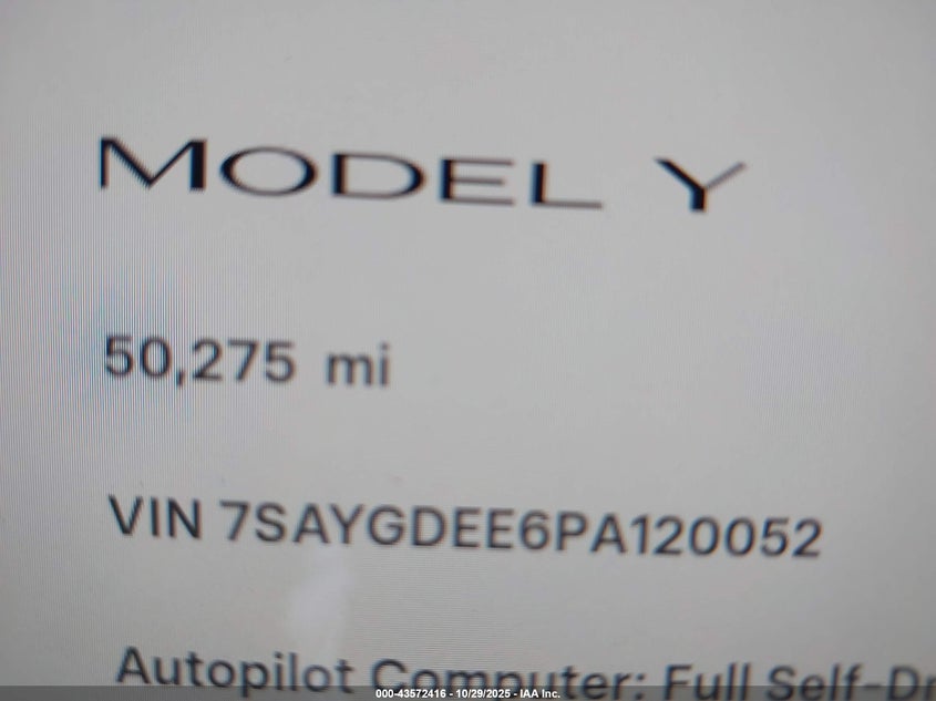2023 Tesla Model Y Awd/Long Range Dual Motor All-Wheel Drive VIN: 7SAYGDEE6PA120052 Lot: 43572416
