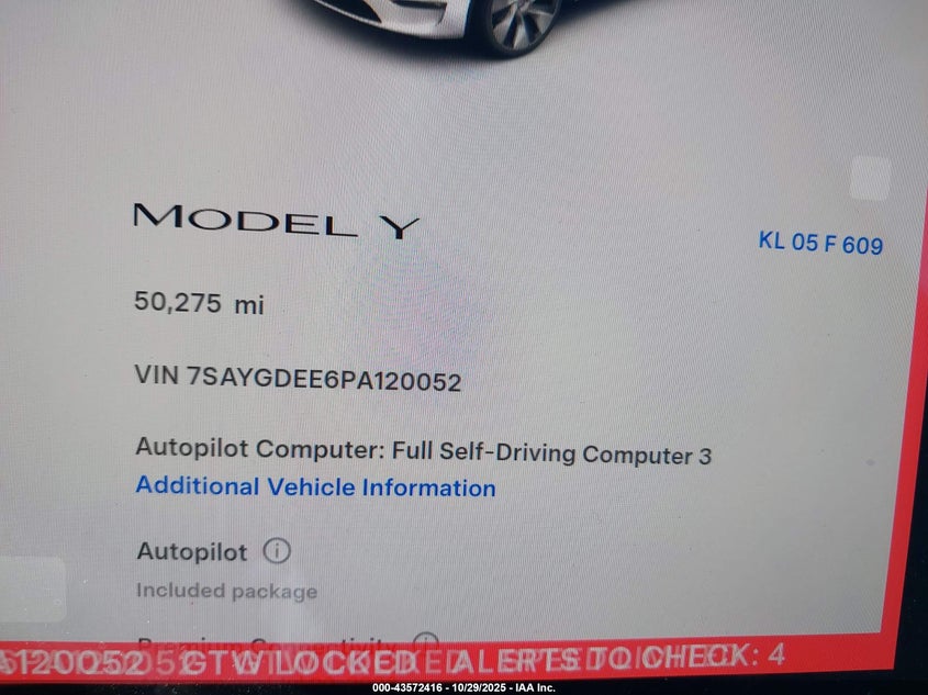 2023 Tesla Model Y Awd/Long Range Dual Motor All-Wheel Drive VIN: 7SAYGDEE6PA120052 Lot: 43572416
