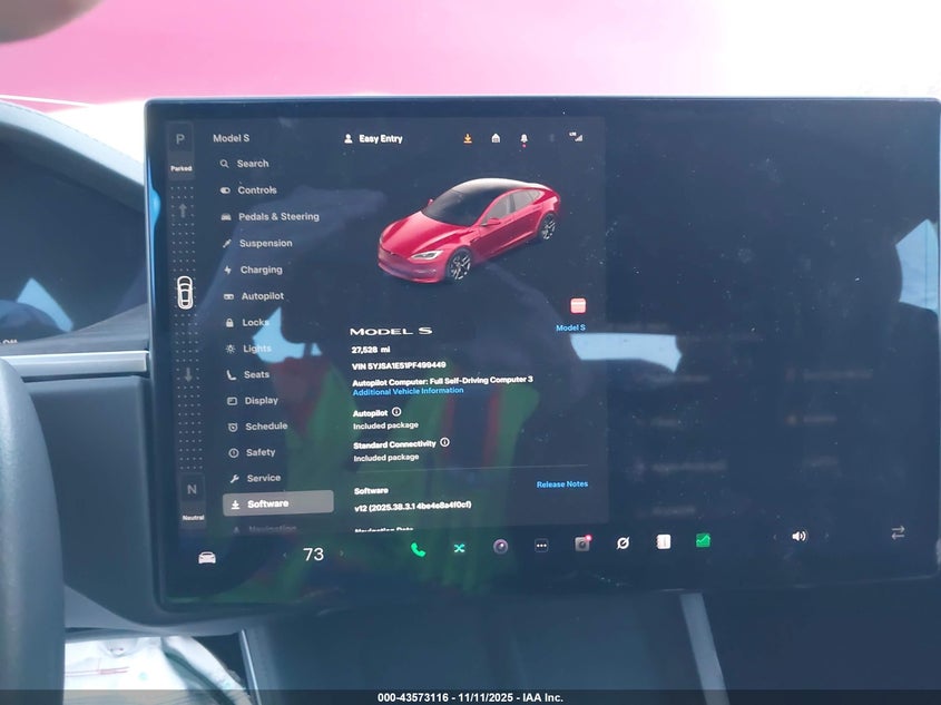 2023 Tesla Model S Dual Motor All-Wheel Drive/Standard Range VIN: 5YJSA1E51PF499449 Lot: 43573116