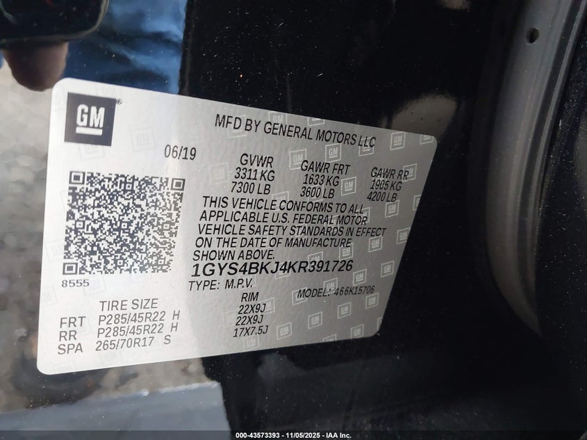 2019 CADILLAC ESCALADE LUXURY 1GYS4BKJ4KR391726