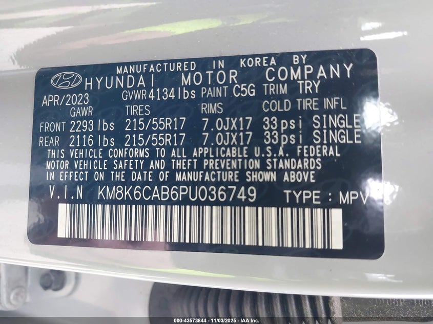 2023 HYUNDAI KONA SEL KM8K6CAB6PU036749