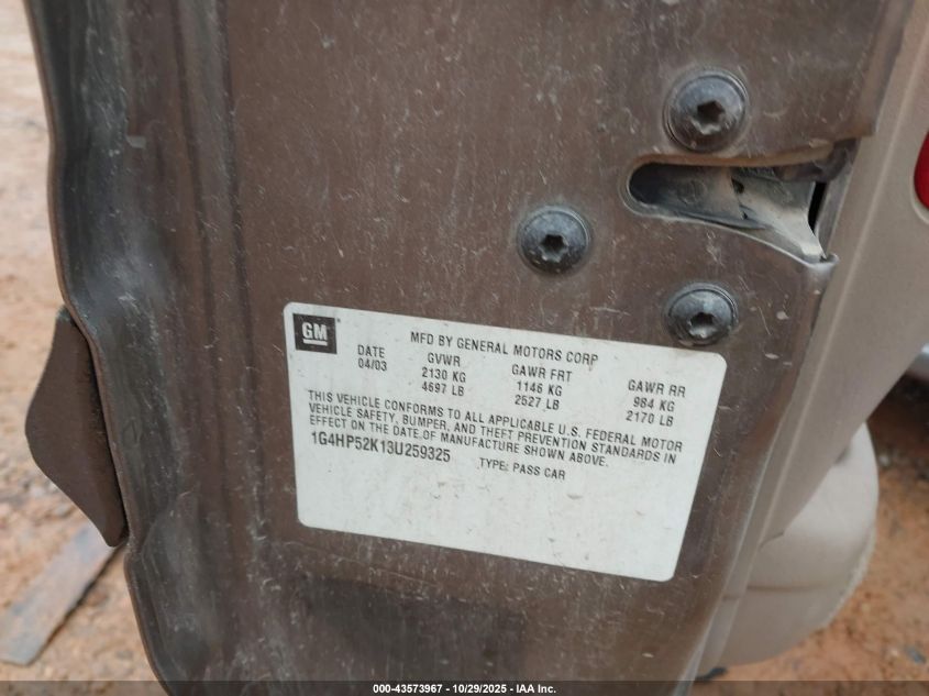 2003 Buick Lesabre Custom VIN: 1G4HP52K13U259325 Lot: 43573967