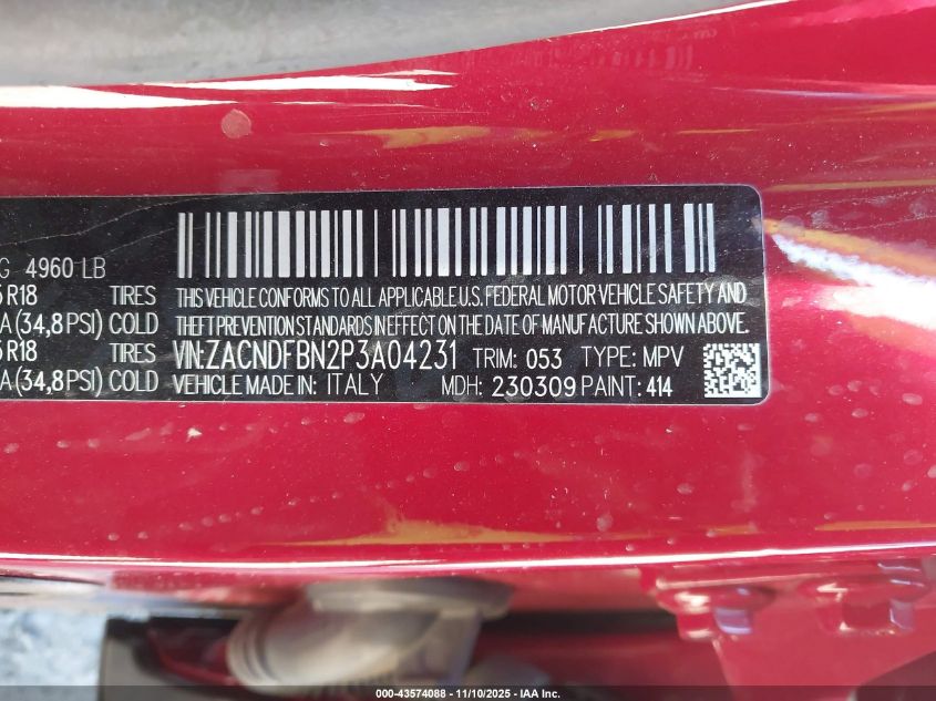 2023 Dodge Hornet Gt Plus Awd VIN: ZACNDFBN2P3A04231 Lot: 43574088
