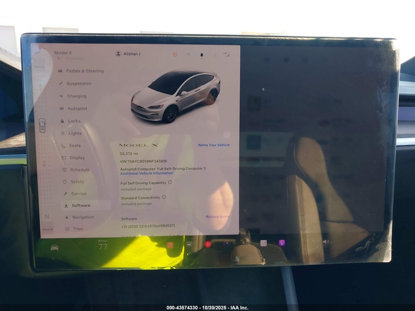 2022 Tesla Model X Dual Motor All-Wheel Drive VIN: 7SAXCBE58NF343818 Lot: 43574330