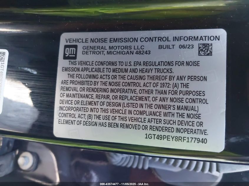 2024 GMC Sierra 2500Hd 4Wd Standard Bed At4 VIN: 1GT49PEY8RF177940 Lot: 43574477