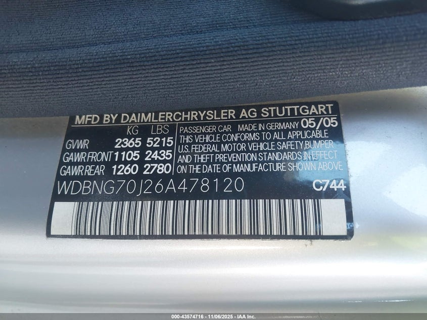 WDBNG70J26A478120 2006 MERCEDES-BENZ S-KLASSE photo no. 9