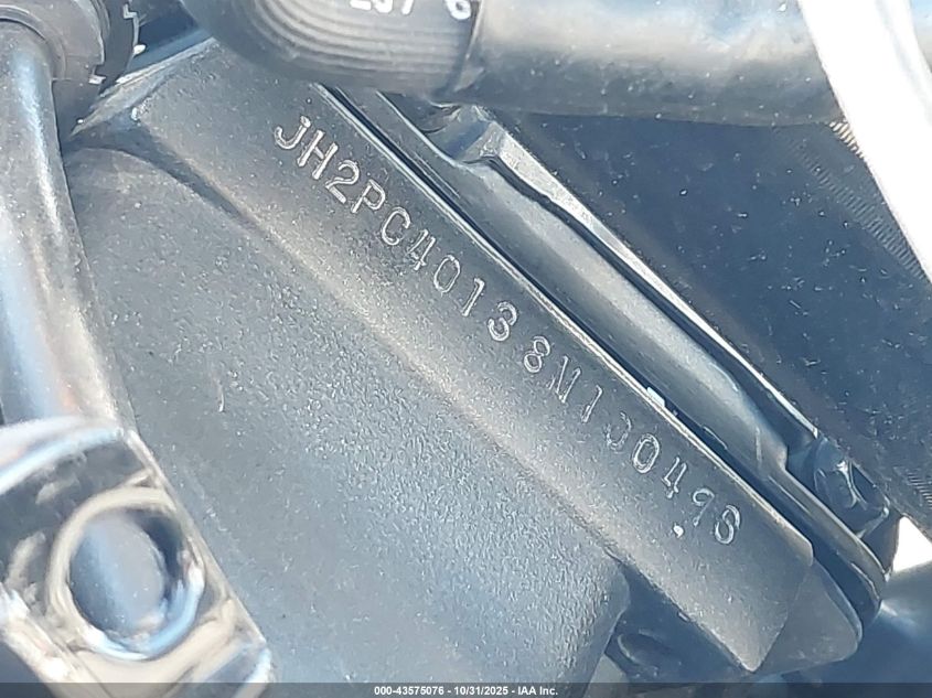 2008 Honda Cbr600 Rr VIN: JH2PC40138M100496 Lot: 43575076