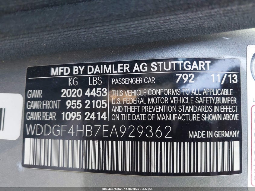 2014 MERCEDES-BENZ C 250 SPORT WDDGF4HB7EA929362