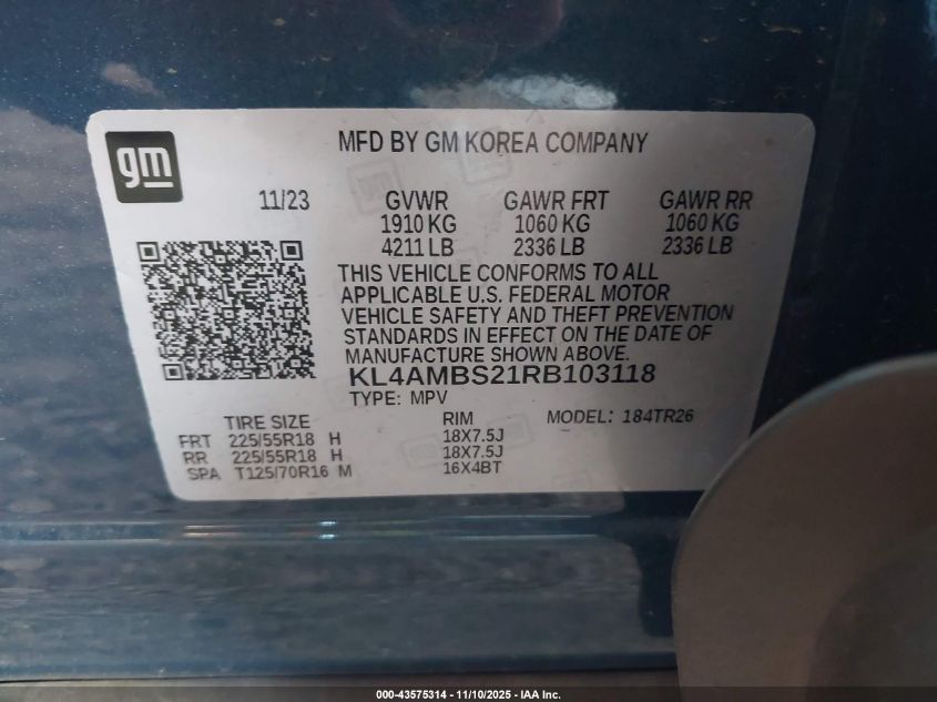 2024 Buick Encore Gx Preferred Fwd VIN: KL4AMBS21RB103118 Lot: 43575314