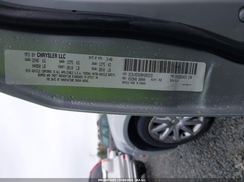 2008 Chrysler 300 Touring VIN: 2C3LA53G98H282232 Lot: 43575361