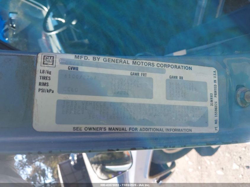 1987 Chevrolet Suburban R1 VIN: 1GNER16K9HF162851 Lot: 43575593