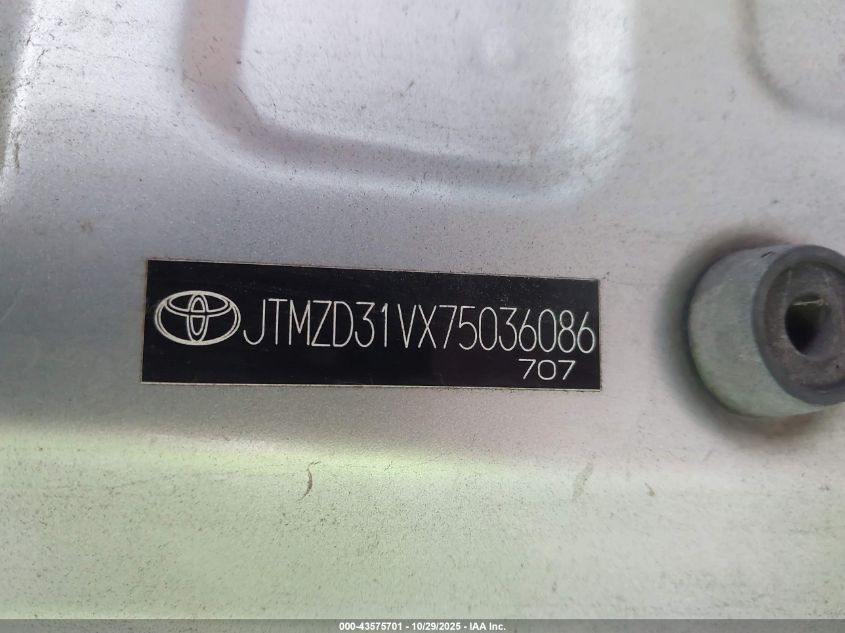 2007 Toyota Rav4 Limited VIN: JTMZD31VX75036086 Lot: 43575701