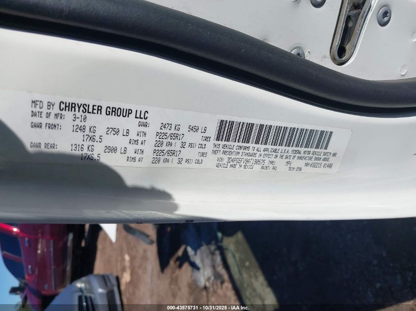 2010 Dodge Journey Sxt VIN: 3D4PG5FV9AT19057 Lot: 43575731