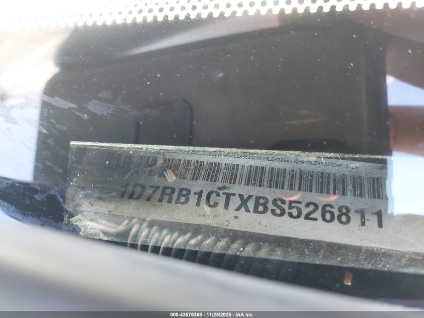 2011 Ram Ram 1500 Slt VIN: 1D7RB1CTXBS526811 Lot: 43576368