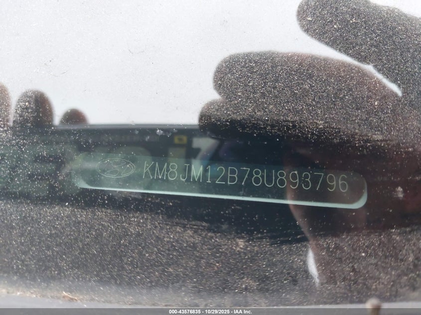 2008 Hyundai Tucson Gls VIN: KM8JM12B78U893796 Lot: 43576835