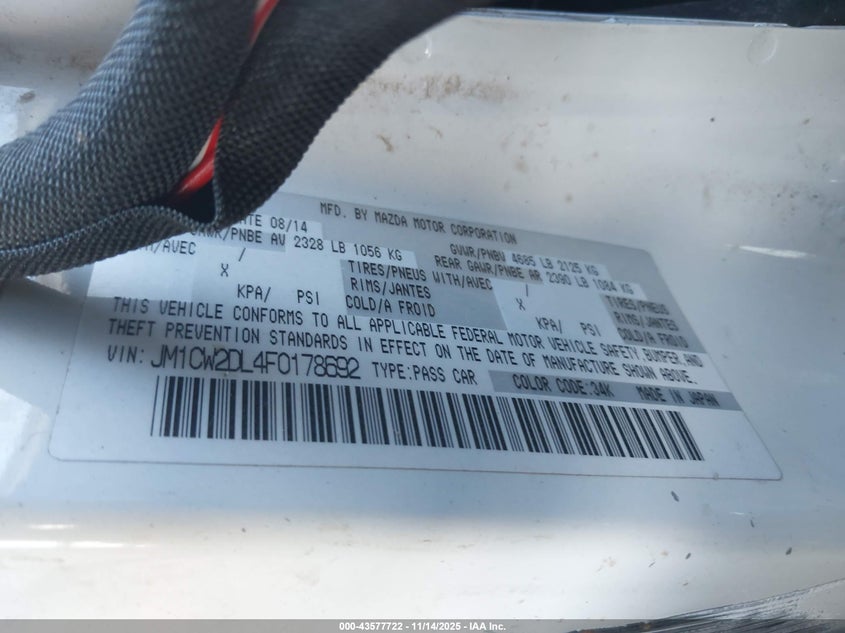 2015 Mazda Mazda5 Grand Touring VIN: JM1CW2DL4F0178692 Lot: 43577722