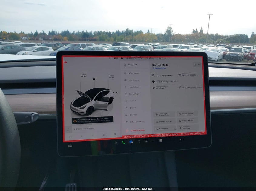 2023 Tesla Model Y Performance Dual Motor All-Wheel Drive VIN: 7SAYGDEF5PF947410 Lot: 43578016