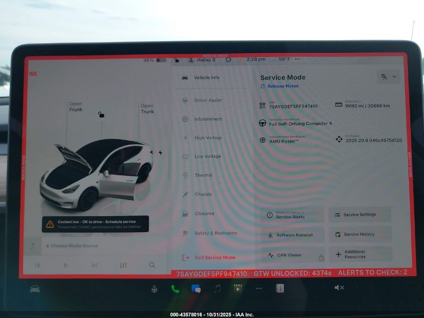 2023 Tesla Model Y Performance Dual Motor All-Wheel Drive VIN: 7SAYGDEF5PF947410 Lot: 43578016