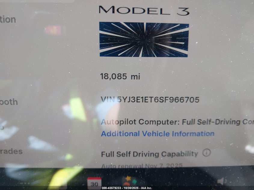 2025 Tesla Model 3 Performance VIN: 5YJ3E1ET6SF966705 Lot: 43578233
