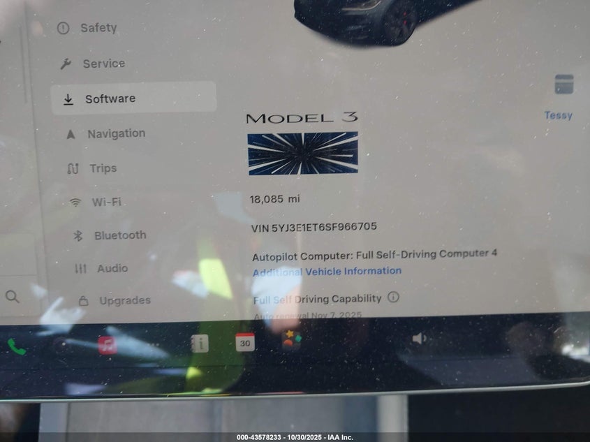 2025 Tesla Model 3 Performance VIN: 5YJ3E1ET6SF966705 Lot: 43578233