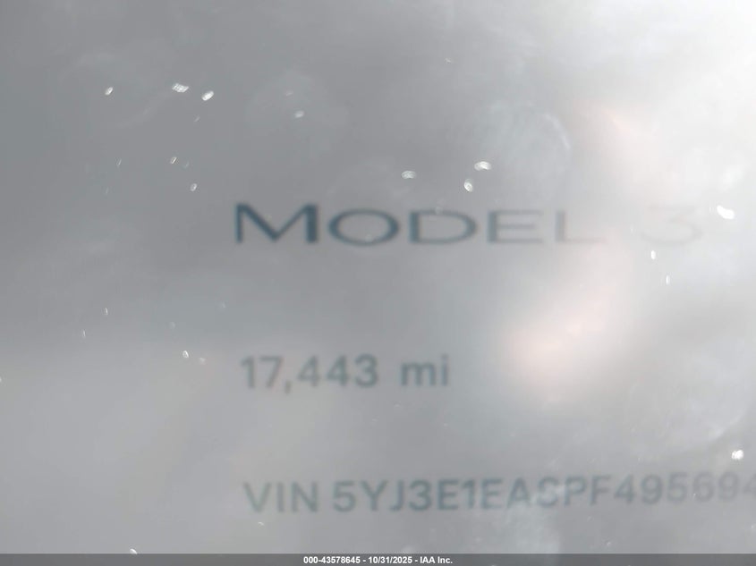 2023 Tesla Model 3 Rear-Wheel Drive VIN: 5YJ3E1EA8PF495694 Lot: 43578645